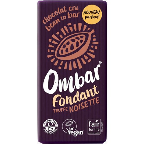 Ombar chocolat cru fondant truffe noisette végan 35g