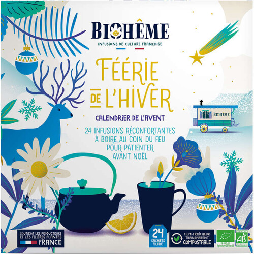 BioHême Calendrier de l'Avent Infusions Réconfortantes *24 Sachets Filtre 31,9g