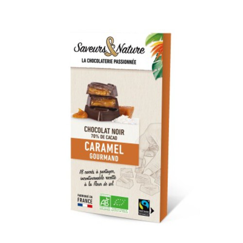 Saveurs & Nature Chocolat Noir 70% Cacao Caramel Gourmand 80g