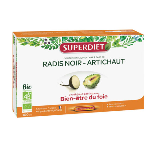 Superdiet Complément Alimentaire Radis Noir et d'Artichaut Bio x20