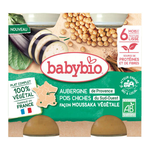 Babybio Façon Moussaka végétarienne - Aubergines de Provence, Pois Chiches Bio