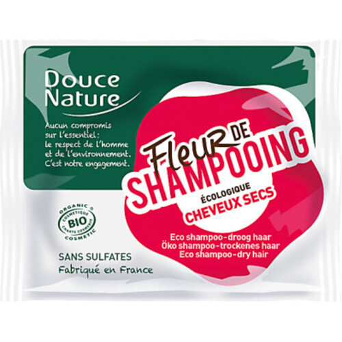 Douce Nature Fleur de Shampooing Solide Cheveux Secs Sans Sulfates 85G Bio