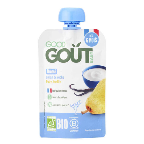 Good Goût Dessert Brassé Poire Vanille Bio Dès 6 Mois 90g