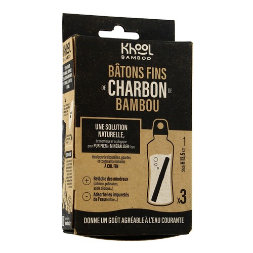 Khool Bamboo Bâtons Fins de Charbon de bambou fin x3