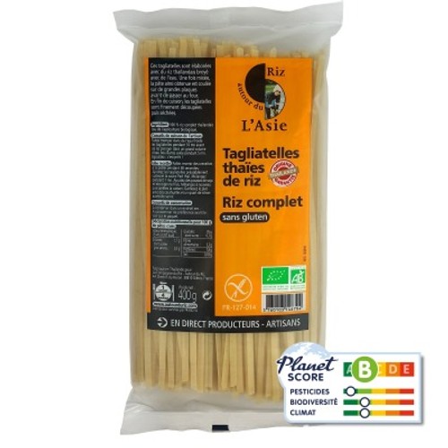 Autour du Riz Tagliatelles Thaïes de Riz Complet Sans Gluten Bio 400g