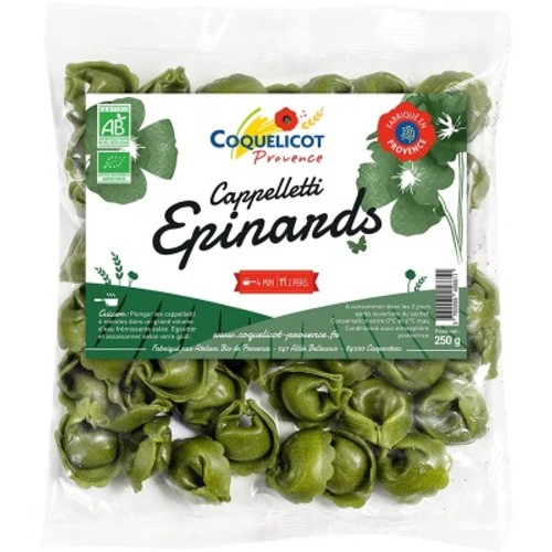 Coquelicot Cappelletti frais aux épinards Bio 250g