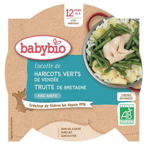 Babybio Assiette Légumes & Truite Bio - Dès 12 Mois