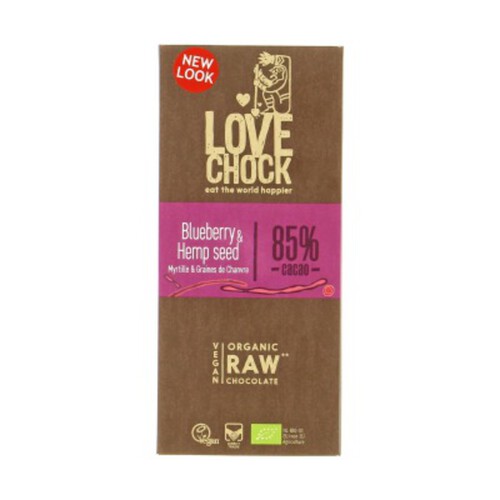 Lovechock Chocolat Noir Cru Myrtille & Graines de Chanvre Bio 70g