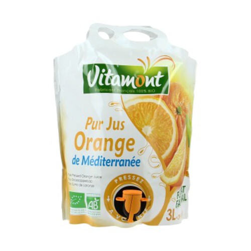Vitamont Pack Jus d'Orange de Méditerranée Format Familial Bio 3l