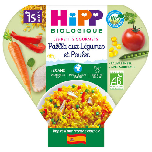 Hipp Biologique Paella aux Légumes & Poulet Dès 15 Mois 250g