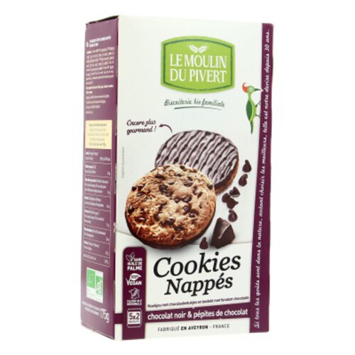 Moulin du Pivert Cookies Nappés Chocolat Noir Bio 175g