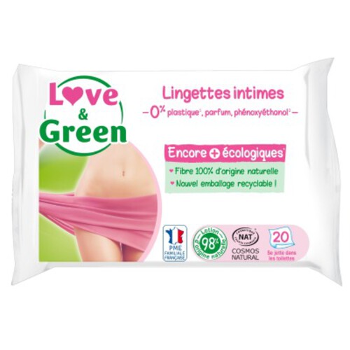 Love & green lingettes intime pocket x20