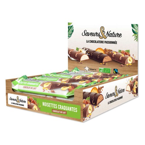 Saveurs & Nature Barre Noisettes Craquantes Chocolat au Lait 30g