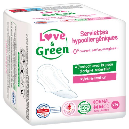 Love and Green Serviettes Hypoallergéniques Normal X14