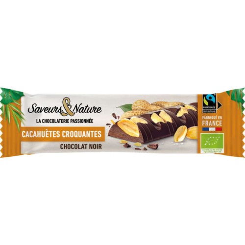 Saveurs & Nature Barre Cacahuètes Croquantes Chocolat Noir 30g