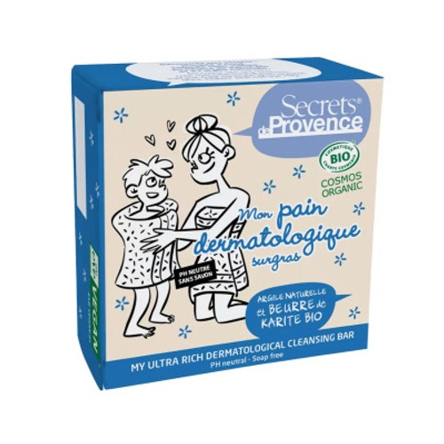 Secrets de Provence Pain Surgras Dermatologique Argile Naturelle & Beurre de Karité Bio 90g