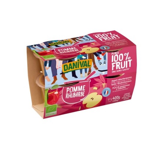 Danival Neo-Popote Pomme Rhubarbe Bio 4x100g