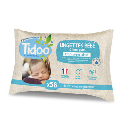 Tidoo Lingettes Bébé à l'eau Pure x58