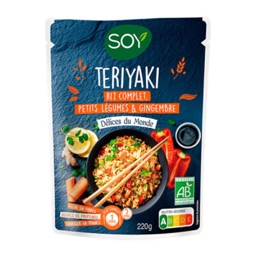 Soy Teriyaki Doypack Riz Complet avec Petits légumes & Gingembre Bio 220g