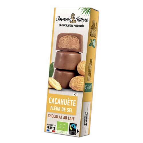 Saveurs & Nature Bouchées Cacahuète Fleur de Sel Chocolat au Lait 45g