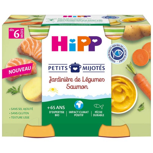 Hipp Petits mijotés jardinière de légumes saumon - dès 6 mois - 2x190g