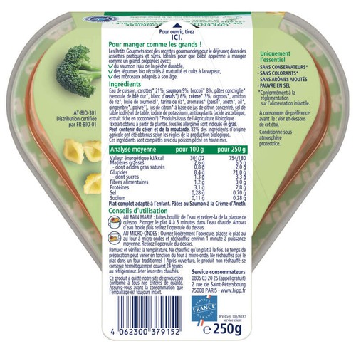 HiPP Biologique Pâtes au Saumon à La Crème d'Aneth 250g