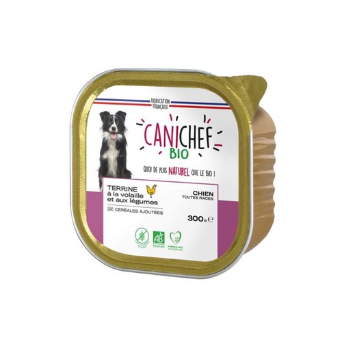 Canichef bio terrine volaille et légumes pour chien 300g