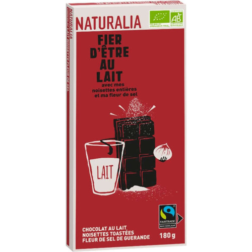 Naturalia chocolat au Lait Noisettes Toastées & Fleur de sel 180g