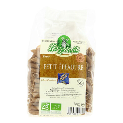 Lazzaretti Penne petit Épeautre et Blé Bio 250g