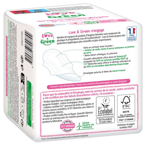Love and Green Serviettes Hypoallergéniques Normal X14