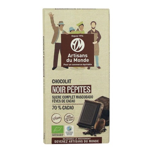 Artisans du Monde Chocolat Noir Pépites 70% Cacao 100g