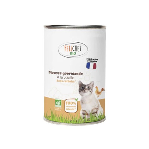 Felichef bio Mousse Gourmande à la Volaille sans céréales 400g - Chat