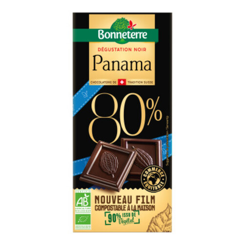 Bonneterre Chocolat Noir Intense du Panama 80% Cacao Bio 100g