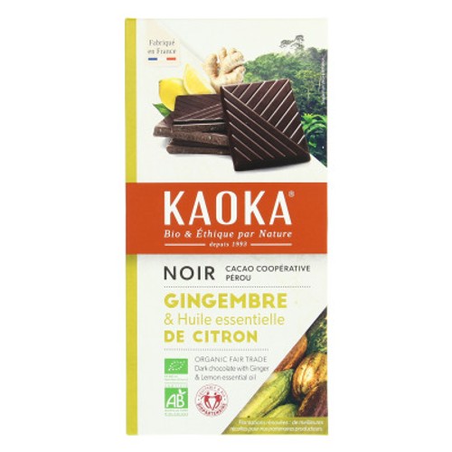 Kaoka Chocolat Noir Gingembre & Citron Bio 100g