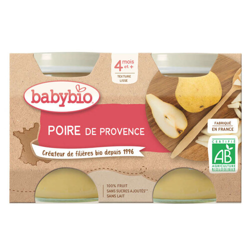 Babybio Petits Pots Poire de Provence Dès 4 Mois 2x130g