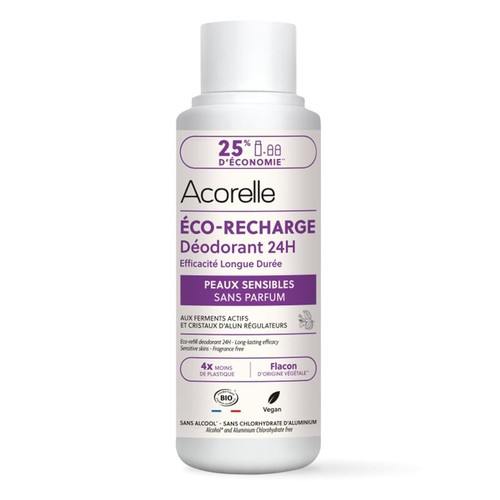 Acorelle Éco-Recharge Déodorant 24h Peaux Sensibles certifiée BIO
Sans parfum 100ml