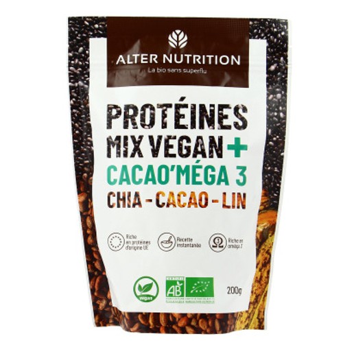 Alter Nutrition Protéine Cacao Oméga 3 Vegan Bio 200g