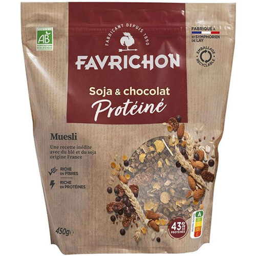 Favrichon Muesli Soja & Chocolat Protéiné 450g