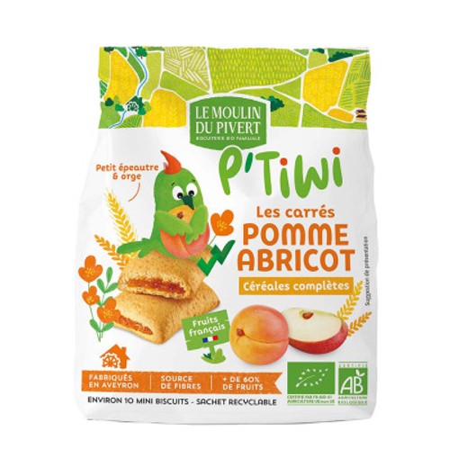 Le Moulin du Pivert Biscuits P'Tiwi les Carrés Pomme Abricot 120g