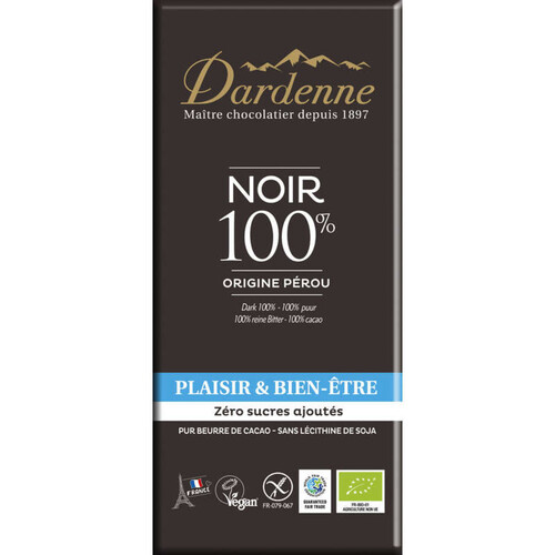 Dardenne Chocolat Noir Sans Sucres Sans Gluten 70G Bio