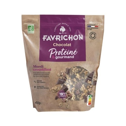 Favrichon Muesli croustillant chocolat protéiné Bio 450g