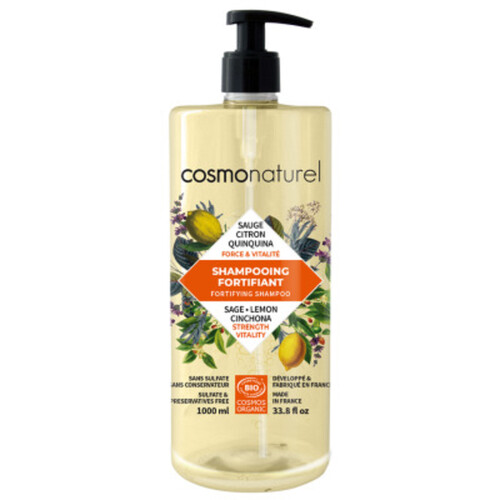 Cosmonaturel shampooing fortifiant quinquina sauge citron 1L