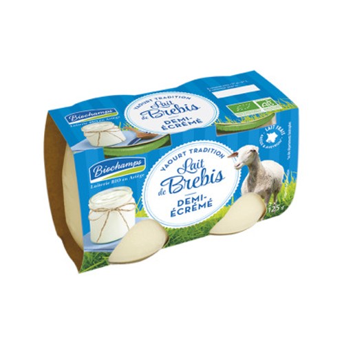 Biochamps Yaourt au Lait de Brebis Demi-Ecrémé 2x125g