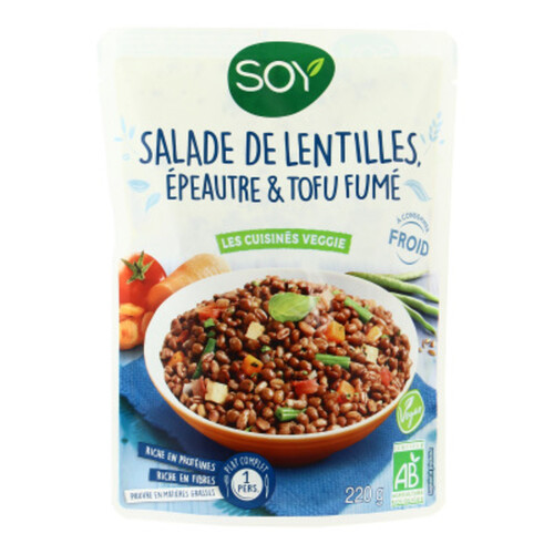 Soy Salade Lentilles épeautre et Tofu fumé Bio 220g