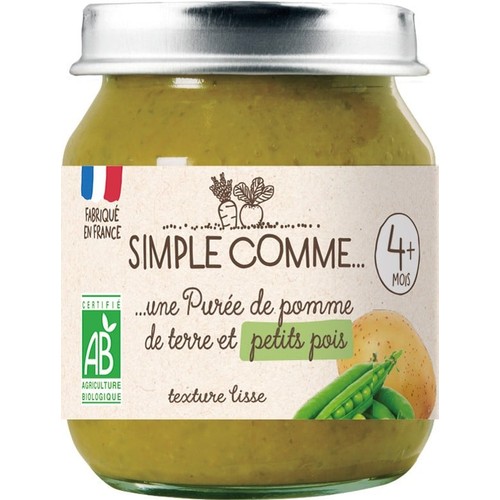 Simple Comme... Purée de Pomme de Terre et Petits Pois Dès 4Mois 125g