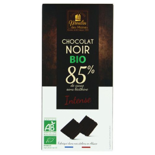 Moulin des Moines Chocolat Noir Intense 85% Bio 100g