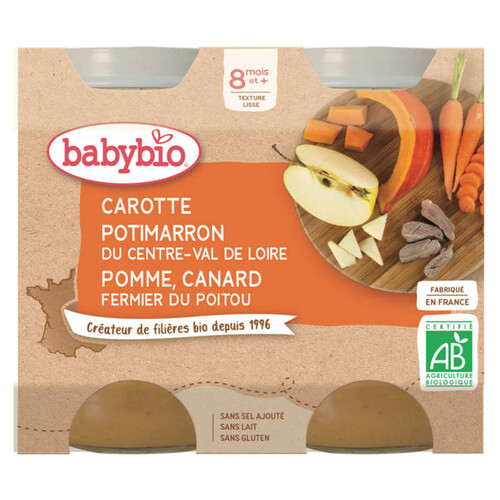 Babybio Carotte Potimarron Pomme Canard fermier du Poitou 400g