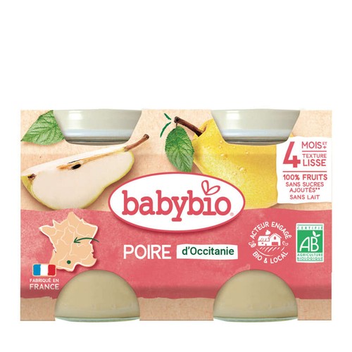 Babybio Petits Pots Poire de Provence Dès 4 Mois 2x130g