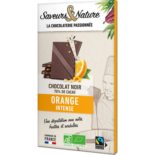 Saveurs & Nature Chocolat Noir 70% Cacao Orange Intense 80g