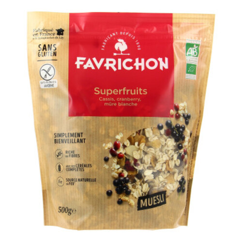 Favrichon Muesli Superfruits Sans Gluten 500G Bio